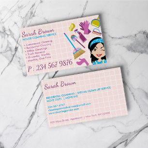 Carte De Visite Service de nettoyage de bandes dessinées Pink Lady