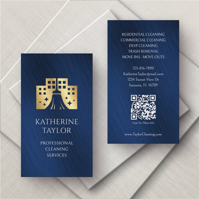 Carte De Visite Service de nettoyage de bureaux professionnels (Créateur téléchargé)
