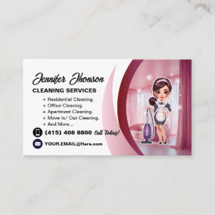 Carte De Visite Service de nettoyage de femme de ménage profession