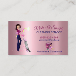 Carte De Visite Service de nettoyage de la femme de Rose Gold