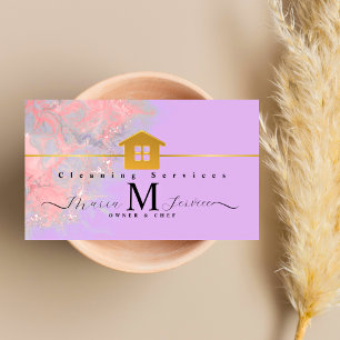 Carte De Visite service de nettoyage de la maison en marbre doré v