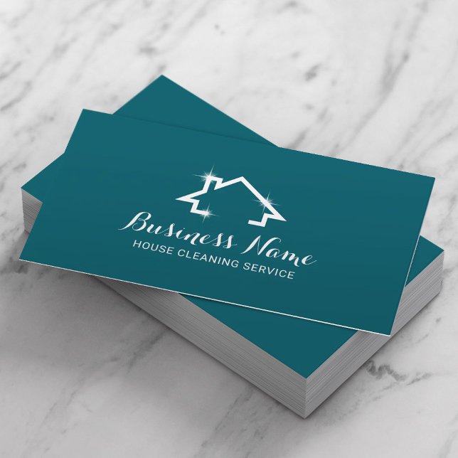 Carte De Visite Service de nettoyage de la maison Logo minimum de  (Créateur téléchargé)