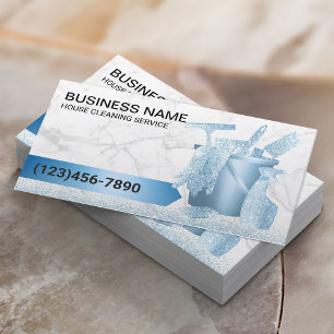 Carte De Visite Service de nettoyage de la maison Marbre bleu mode