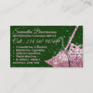 Carte De Visite Service de nettoyage de luxe vert rose femme de mé