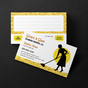 Carte De Visite Service de nettoyage de maison avec paillettes dor
