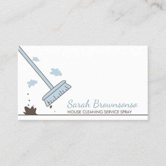 Carte De Visite Service de nettoyage de maison Blue Drawing Cleane (Devant)