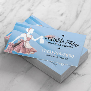 Carte De Visite Service De Nettoyage De Maison Courbes Bleues Mode