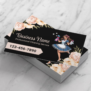 Carte De Visite Service De Nettoyage De Maison Cute Cartoon Maid B