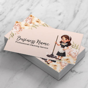 Carte De Visite Service De Nettoyage De Maison Cute Maid Floral