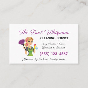 Carte De Visite Service de nettoyage de maison de femme de chambre