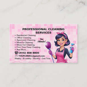 Carte De Visite Service de nettoyage de maison de femme de ménage 