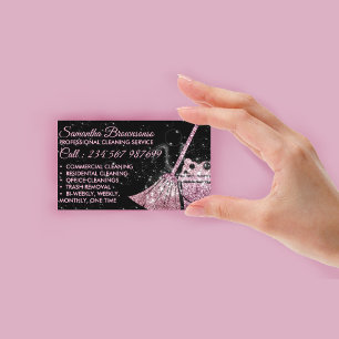 Carte De Visite Service de nettoyage de maison élégant en rose cha
