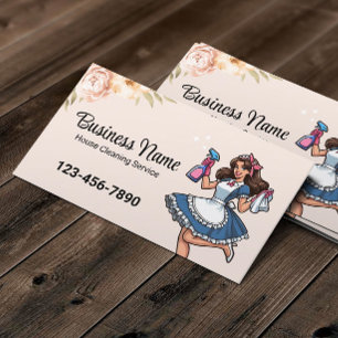 Carte De Visite Service De Nettoyage De Maison Maid Pastel Floral