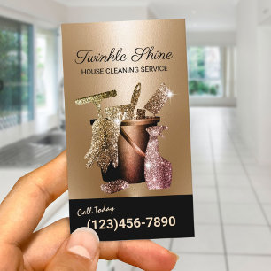 Carte De Visite Service de nettoyage de maison moderne en or Entre
