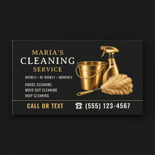 Carte De Visite Service de nettoyage de maison moderne Gold Maid