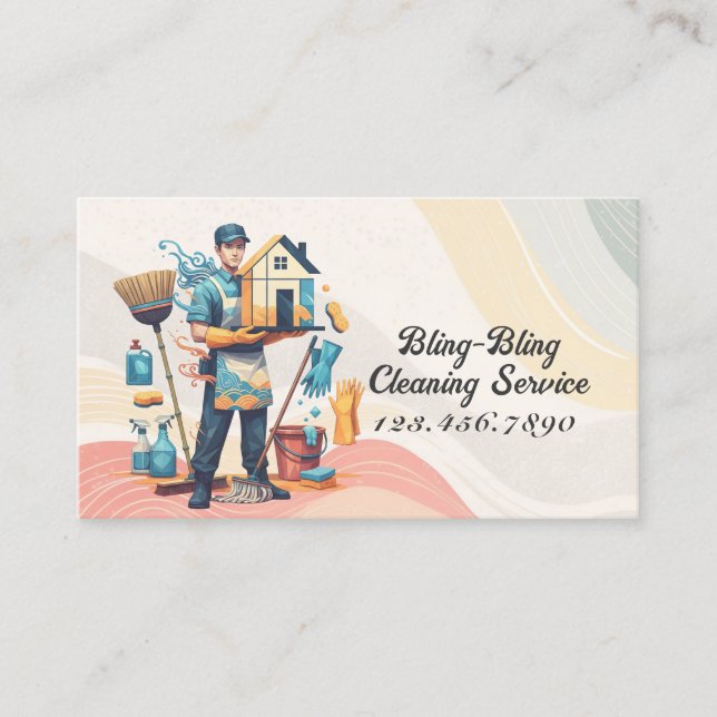 Carte De Visite Service de nettoyage de maison moderne ménage (Devant)