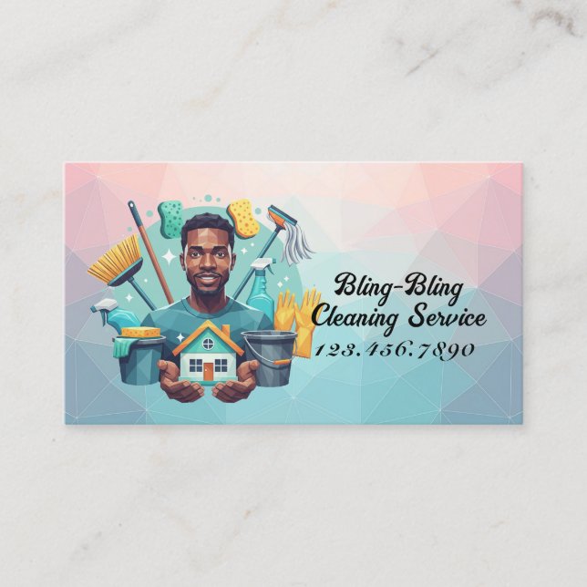 Carte De Visite Service de nettoyage de maison moderne ménage (Devant)