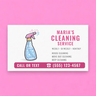 Carte De Visite Service de nettoyage de maison Pink Maid