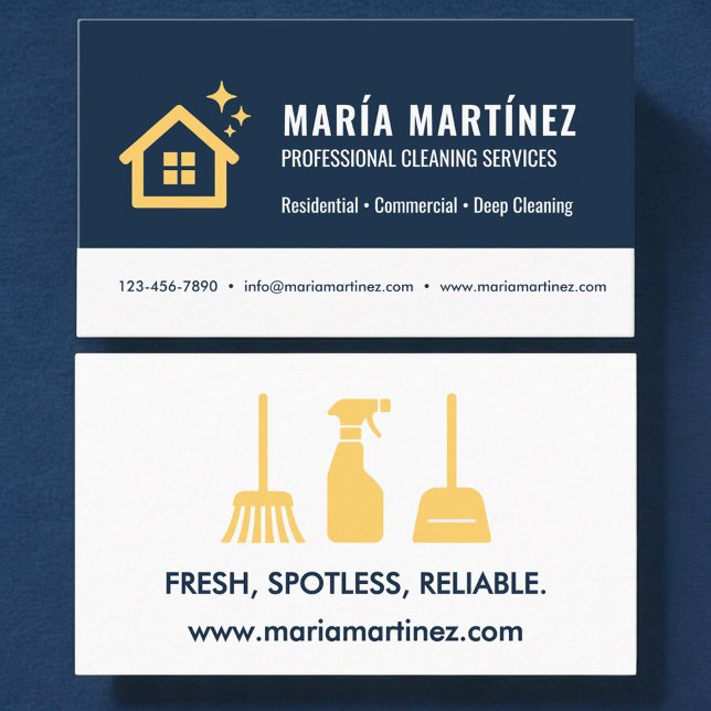 Carte De Visite Service de nettoyage de maison professionnel (Créateur téléchargé)