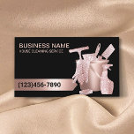 Carte De Visite Service de nettoyage de maison professionnel Rose<br><div class="desc">Rose moderne Gold House Nettoyage de maison Cartes de visite de service de ménage.</div>