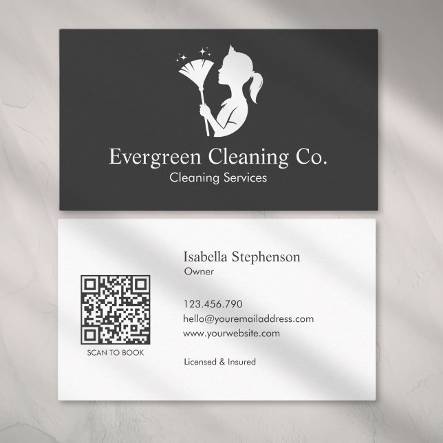 Carte De Visite Service de nettoyage de maison propre Code QR mode (Créateur téléchargé)