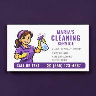 Carte De Visite Service de nettoyage de maison Purple Maid
