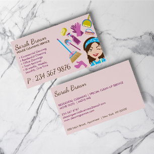 Carte De Visite Service de nettoyage de maison Retro Tile Maid