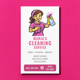 Carte De Visite Service de nettoyage de maison rose