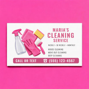 Carte De Visite Service de nettoyage de maison Rose