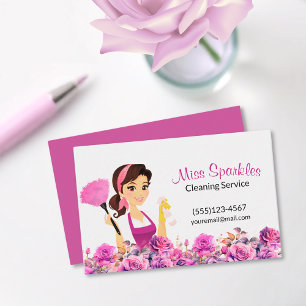 Carte De Visite Service De Nettoyage De Maisons Violet Floral