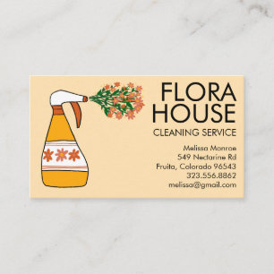 Carte De Visite Service de nettoyage des maisons florales Spray Bo