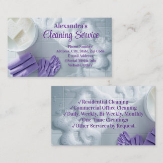 Carte De Visite Service de nettoyage élégant Purple Suds Entretien