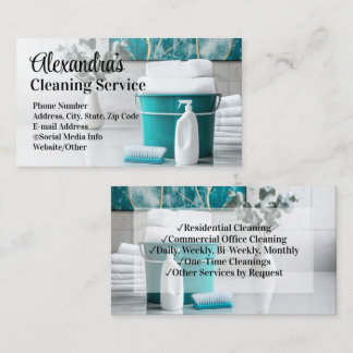 Carte De Visite Service de nettoyage élégant Turquoise Entretien m