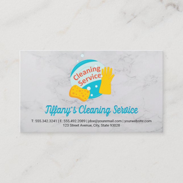 Carte De Visite Service de nettoyage | Éponge et gant (Devant)