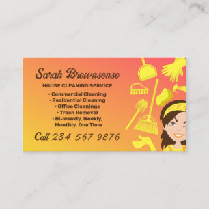 Carte De Visite Service de nettoyage et de conciergerie Orange Gra