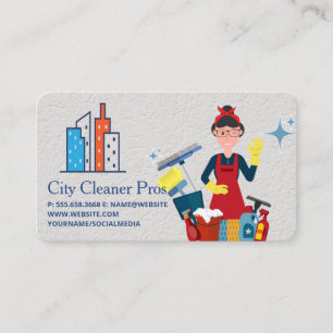 Carte De Visite Service de nettoyage Femme de ménage Bâtiments