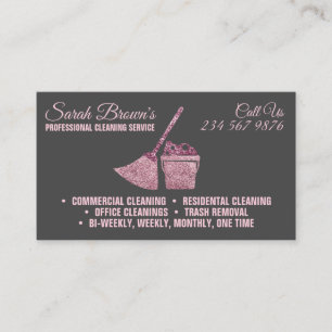 Carte De Visite Service de nettoyage Gray Pink femme de ménage net