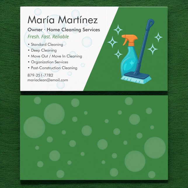 Carte De Visite Service de nettoyage Green Professional (Créateur téléchargé)