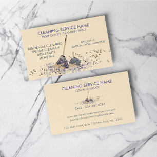Carte De Visite Service de nettoyage janitorial beige classe sale