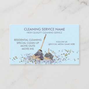 Carte De Visite Service de nettoyage Janitorial de Blue Classy Dir