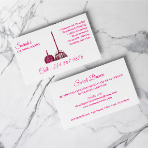Carte De Visite Service de nettoyage Janitorial rose scintillant B