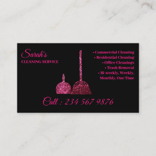 Carte De Visite Service de nettoyage Janitorial rose scintillant f