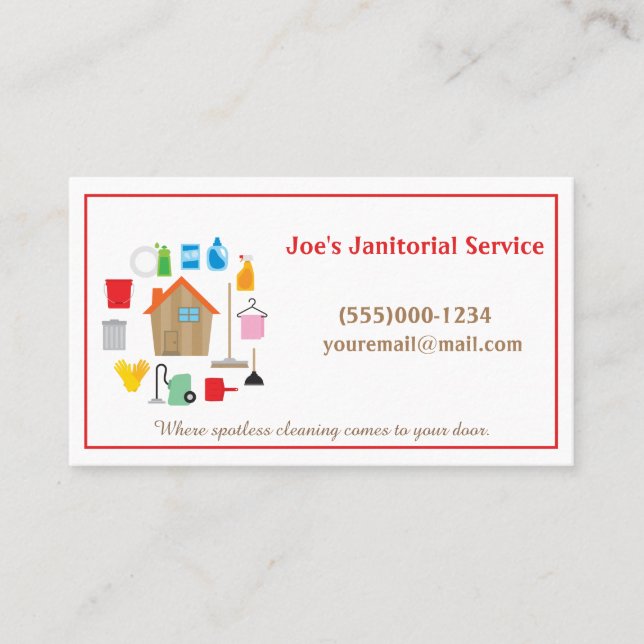 Carte De Visite Service de nettoyage Janitorial simple (Devant)