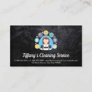 Carte De Visite Service de nettoyage   Logo maison et chambre