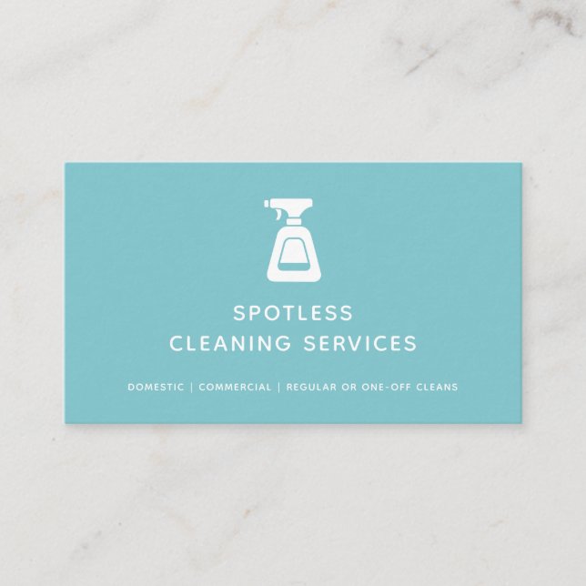 Carte De Visite Service De Nettoyage Maid Aqua Bleu Spray Bouteill (Devant)