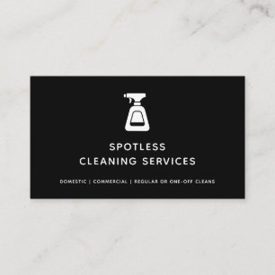 Carte De Visite Service de nettoyage Maid Black Spray bouteille