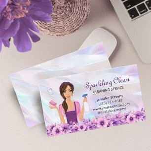 Carte De Visite Service De Nettoyage Maid Floral