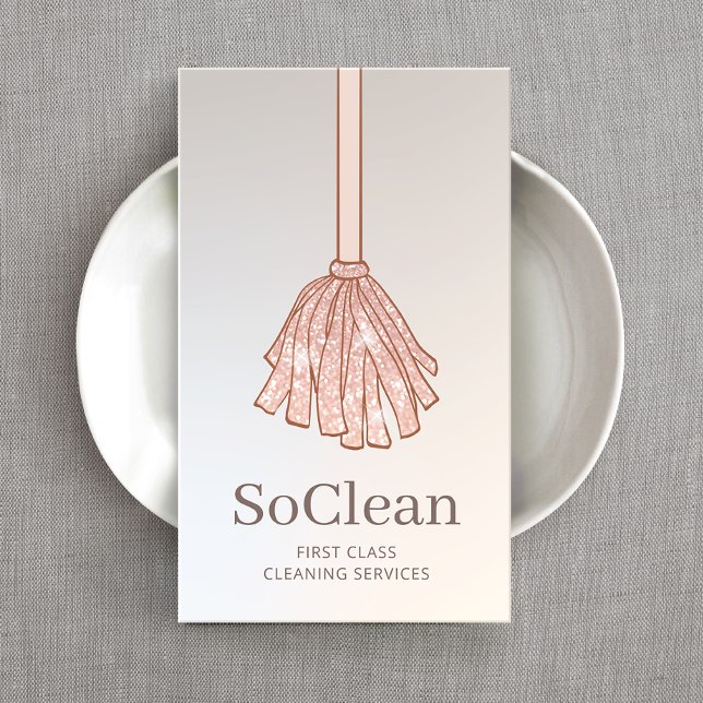 Carte De Visite Service de nettoyage Maid Rose Gold Parties scinti (Créateur téléchargé)