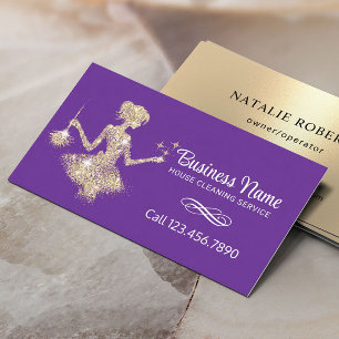Carte De Visite Service De Nettoyage Maison Maid Moderne Purple & 
