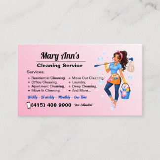 Carte De Visite Service de nettoyage Maison Rose